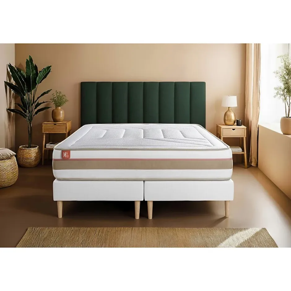 Marmottes & Co Pack sommier tapissier matelas Ressorts ensachés et mémoire de forme avec couette et oreillers Online