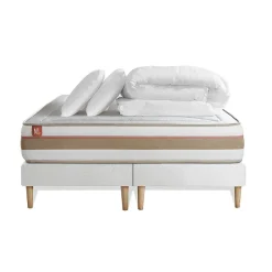 Marmottes & Co Pack sommier tapissier matelas Ressorts ensachés et mémoire de forme avec couette et oreillers Online