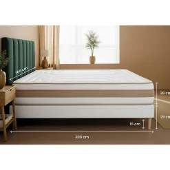 Marmottes & Co Pack sommier tapissier matelas Ressorts ensachés et mémoire de forme avec couette et oreillers Online