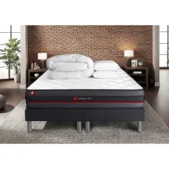 Somness Pack sommier tapissier matelas Mémoire de forme avec couette et oreillers
