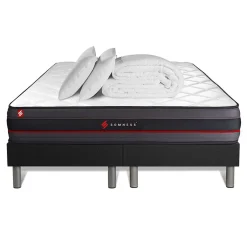 Somness Pack sommier tapissier matelas Mémoire de forme avec couette et oreillers