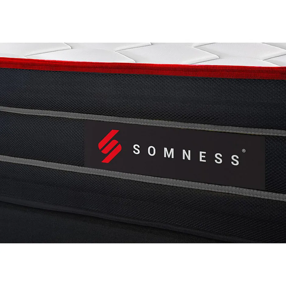 Somness Pack sommier tapissier matelas Ressorts ensachés et mémoire de forme avec couette et oreillers