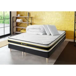 Sleepfit Pack sommier tapissier matelas Ressorts ensachés et mémoire de forme avec couette et oreillers Online