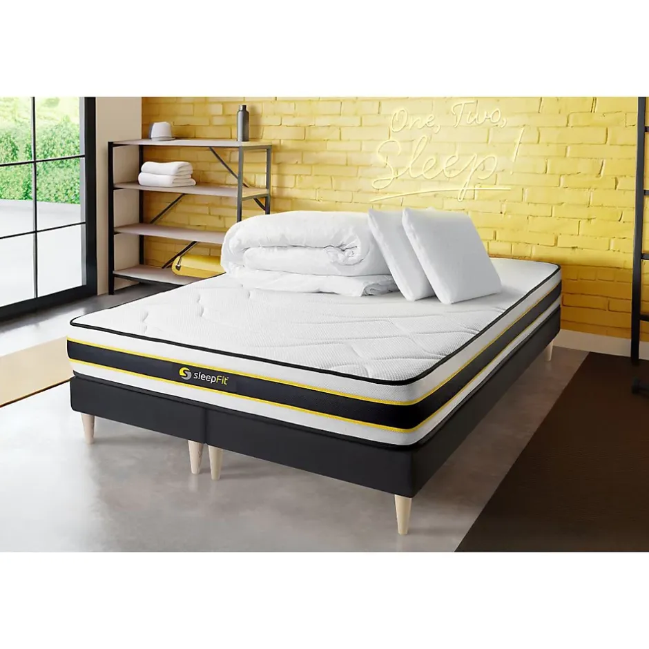 Sleepfit Pack sommier tapissier matelas Ressorts ensachés et mémoire de forme avec couette et oreillers Online