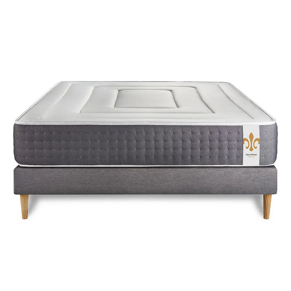 Litier Deluxe Pack sommier tapissier matelas Ressorts ensachés et mémoire de forme avec couette et oreillers Best