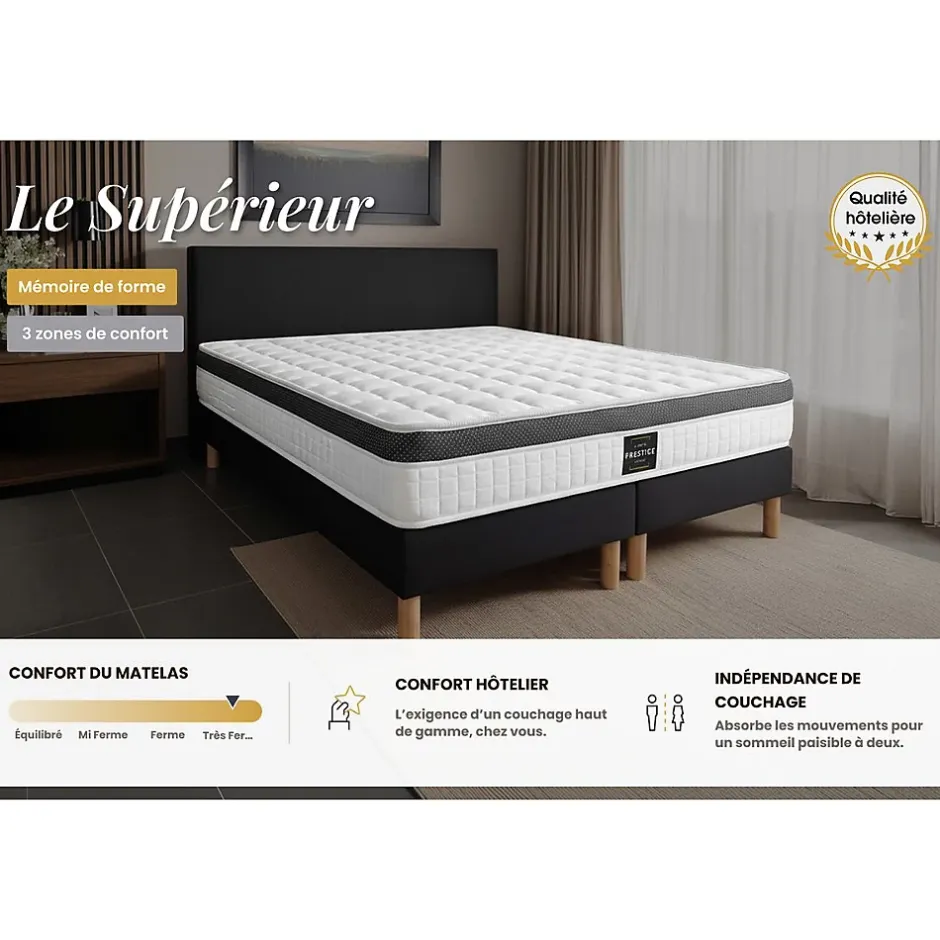 Prestige Literie Pack sommier tapissier matelas Mémoire de forme avec couette et oreillers Clearance