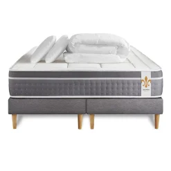 Litier Deluxe Pack sommier tapissier matelas Ressorts ensachés et mémoire de forme avec couette et oreillers