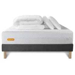 Sept Nuits Pack sommier tapissier matelas Mémoire de forme avec couette et oreillers Clearance