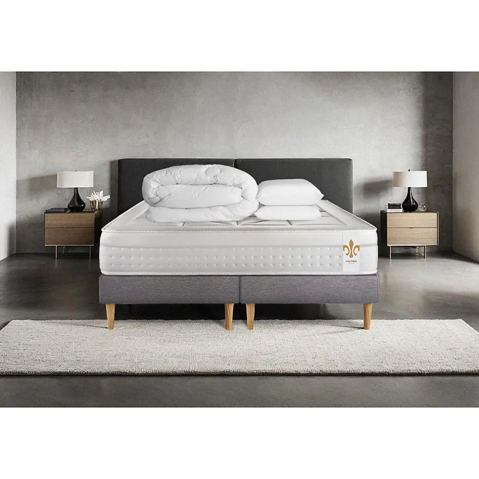 Litier Deluxe Pack sommier tapissier matelas Ressorts ensachés et mémoire de forme avec couette et oreillers