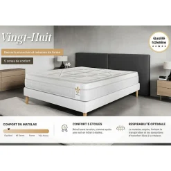 Litier Deluxe Pack sommier tapissier matelas Ressorts ensachés et mémoire de forme avec couette et oreillers