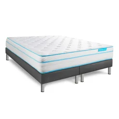 Bodycare Pack sommier tapissier matelas Ressorts ensachés et mémoire de forme avec couette et oreillers