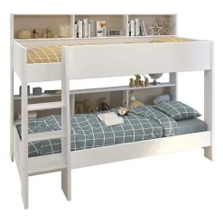 Parisot Lit enfant superpose contemporain decor chene brooklyn et blanc - l 90 x L 200 cm - JIM