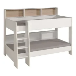 Parisot Lit enfant superpose contemporain decor chene brooklyn et blanc - l 90 x L 200 cm - JIM