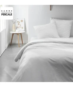 Todays Tools Parrure de lit TODAY Prestige - 240 x 260 cm - 2 personnes - 100% Percale finition macramé - Craie