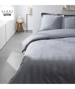 Todays Tools Parrure de lit TODAY Prestige - 220 x 240 cm - 2 personnes - 100% Satin de coton - Acier Sale
