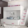 Abiks Meble PARTY 16 Lit superposé 247/165/135 (blanc/blanc/rose) New