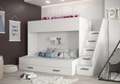 Enfant Abiks Meble PARTY 16 Lit superposé 247/165/135 (blanc/blanc/gris)