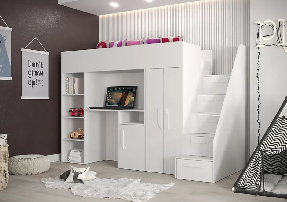 Abiks Meble PARTY 14 Lit superposé 247/165/120 (blanc) Clearance