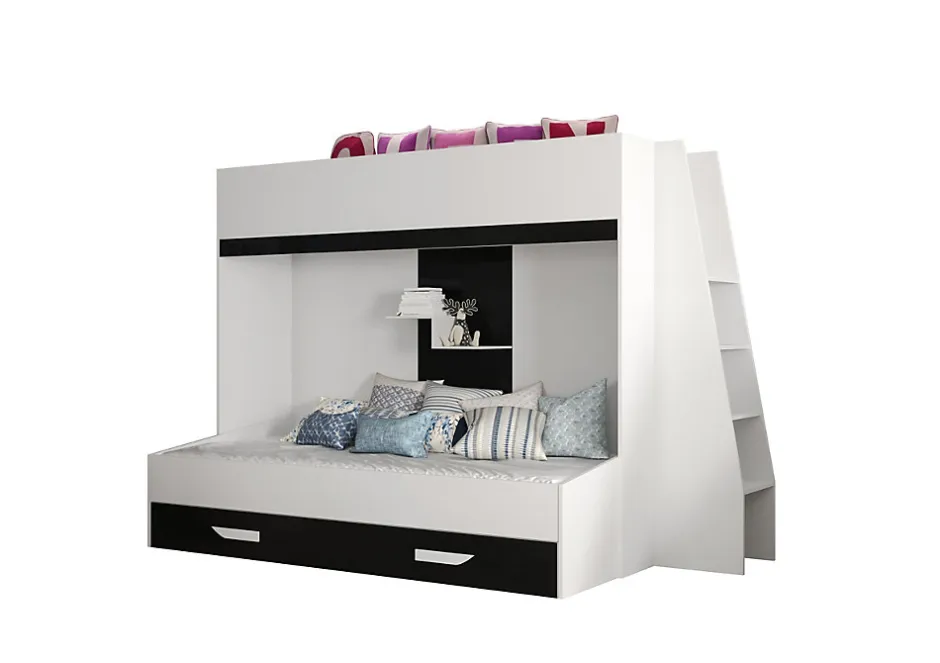 Enfant Abiks Meble PARTY 17 Lit superposé 247/165/135 (blanc/noir)