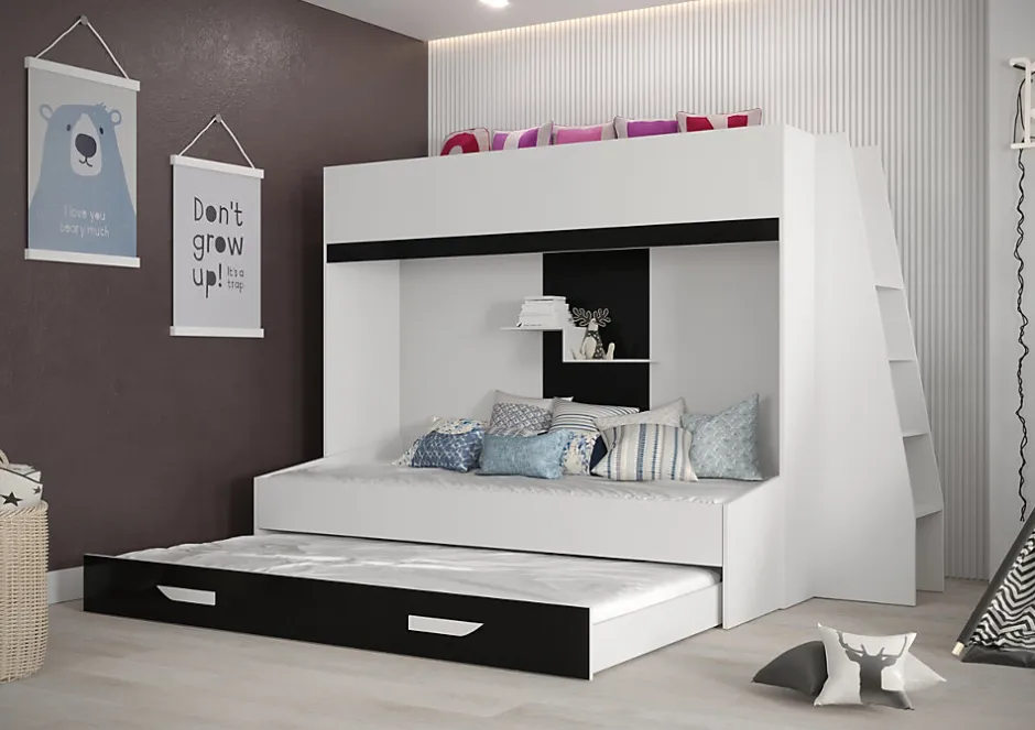 Enfant Abiks Meble PARTY 17 Lit superposé 247/165/135 (blanc/noir)