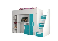 Enfant Abiks Meble PARTY 14 Lit superposé 247/165/120 (blanc/turquoise)