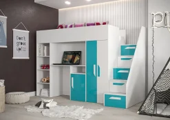 Enfant Abiks Meble PARTY 14 Lit superposé 247/165/120 (blanc/turquoise)