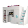 Enfant Abiks Meble PARTY 14 Lit superposé 247/165/120 (blanc/blanc/turquoise)