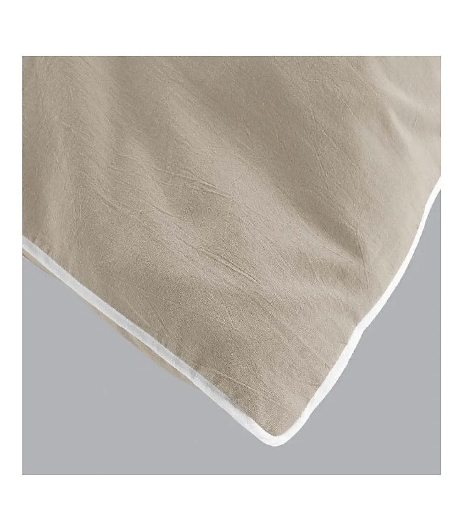 Douceur D'Intérieur PARURE 3 P. 240 x 220 CM COTON LAVE UNI 57 FILS LINETTE LIN - 220x240cm - Lin