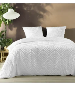 Douceur D'Intérieur Parure 3 pièces 240x260cm tufté blanc - 240x260cm - Blanc Best