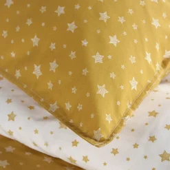 Today Parure de couette 140 x 200 "Happy Stella" Réversible 100% Coton / 57 Fils/cm² - Jaune Online