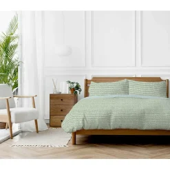 Copenhagen Home Parure de couette "Arri" toutes dimensions 100% Coton / 57 Fils/cm² - Arri Sauge - Parure de couette 240 x 220 cm + 2 Taies d'orei