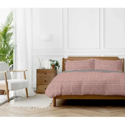 Copenhagen Home Parure de couette "Arri" toutes dimensions 100% Coton / 57 Fils/cm² - Arri Terracotta - Parure de couette 260 x 240 cm + 2 Taies d