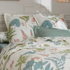 Tradilinge Parure de couette au style nature (240x220 cm - Vert)