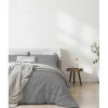Sleep Retreat Parure de couette "Drift" pur coton teint lavé 57 fils/cm² toutes dimensions - Gris clair - Parure de couette 240 x 220 cm + 2 Tai Sale