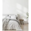 Sleep Retreat Parure de couette "Drift" pur coton teint lavé 57 fils/cm² toutes dimensions - Blanc - Parure de couette 260 x 240 cm + 2 Taies d'