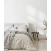 Sleep Retreat Parure de couette "Drift" pur coton teint lavé 57 fils/cm² toutes dimensions - Ecru - Parure de couette 200 x 200 cm + 2 Taies d'o