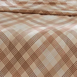 Tradilinge Parure de couette en flanelle au look graphique (260x240 cm - Beige foncé)