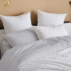 Tradilinge Parure de couette en percale de coton au style géométrique (200x200 cm - Gris clair)