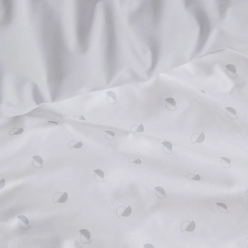 Tradilinge Parure de couette en percale de coton au style géométrique (200x200 cm - Gris clair)