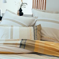 Tradilinge Parure de couette en percale de coton au style ethnique chic (140x200cm - Jaune)