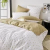 Tradilinge Parure de couette en percale de coton au style géométrique (140x200 cm - Beige)