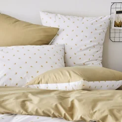 Tradilinge Parure de couette en percale de coton au style géométrique (140x200 cm - Beige)