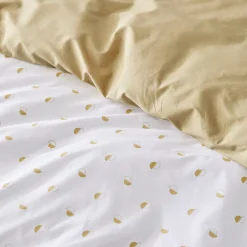 Tradilinge Parure de couette en percale de coton au style géométrique (140x200 cm - Beige)