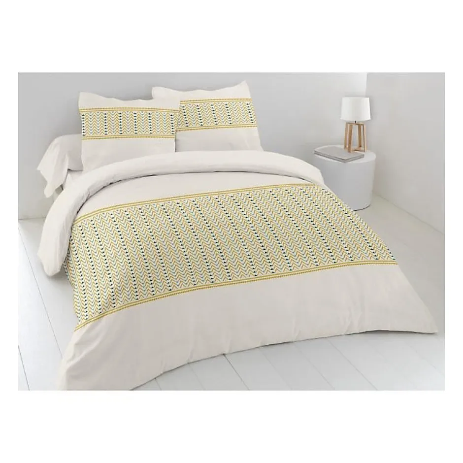 Home Linge Passion Parure de couette Nat - 3 Pcs - 260 x 240 - 100% Coton 57 Fils - Miel Outlet