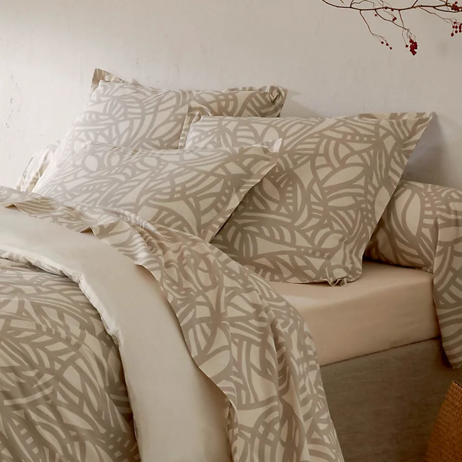 Tradilinge Parure de couette imprimée graphique (140x200 cm - Beige)