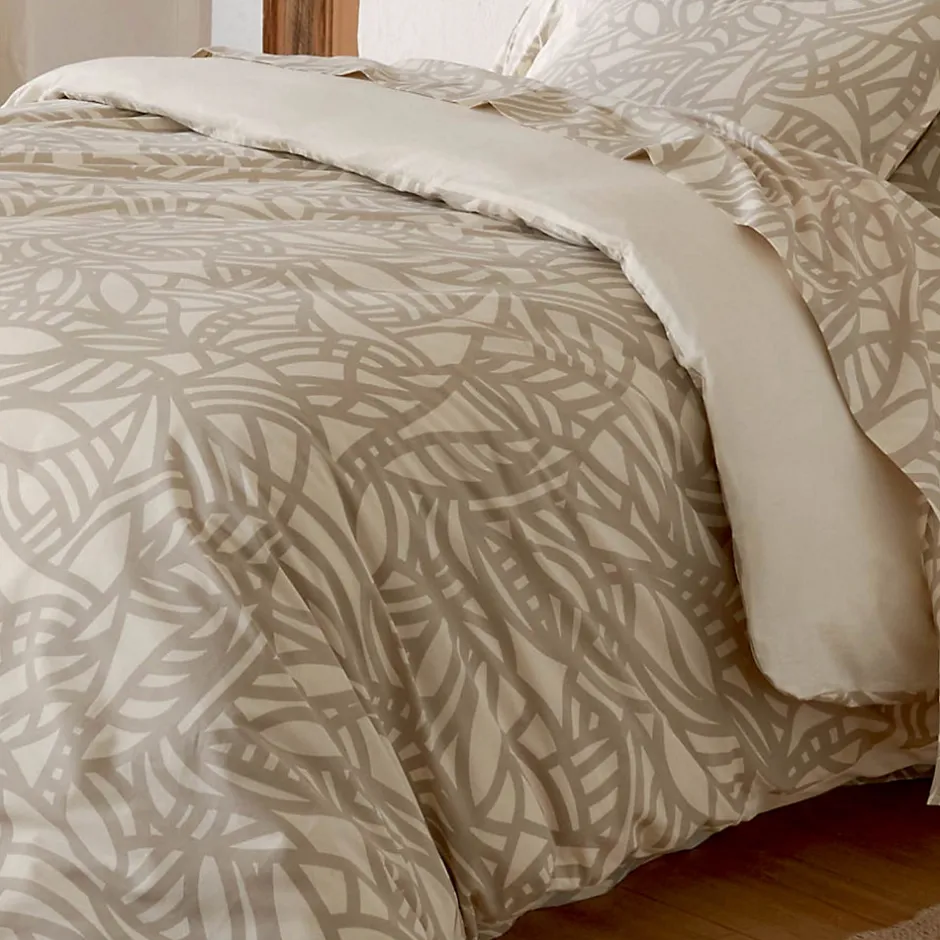 Tradilinge Parure de couette imprimée graphique (140x200 cm - Beige)