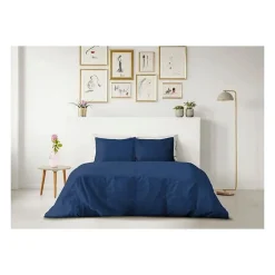 Lovely Home PARURE DE COUETTE - 220x240 cm - 100% COTON - BLEU Sale
