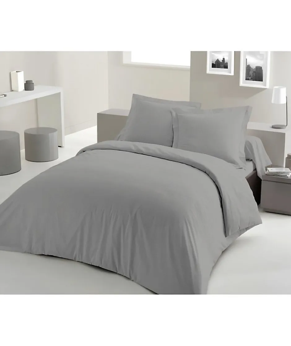 Lovely Home PARURE DE COUETTE - 240x260 cm - 100% COTON - GRIS CLAIR Online