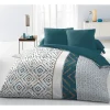 Home Linge Passion Parure de couette Microfibre ETHNO 220x240cm et 2 taies d'oreillers 63x63cm Bleu Canard