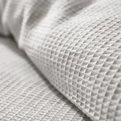 Coton Pur Parure de couette "Nid d'abeille" 140 x 200 pour lit 1 place - Nid d'abeille Perle